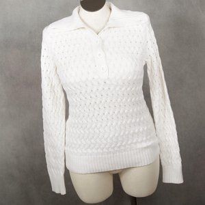 Liz Claiborne Cable Knit white pullover sweater